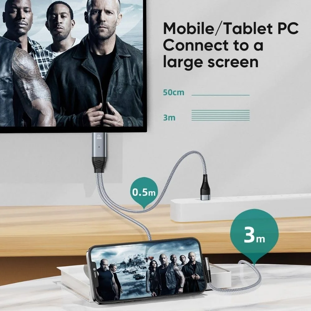 ⁦Joyroom Lightning To Hdmi 4K@60Hz Adapter Screen Mirroring Gray⁩ - الصورة ⁦4⁩