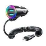 Joyroom JR-CL25 Car Charger with 2x USB and Lightning Cable (Black)