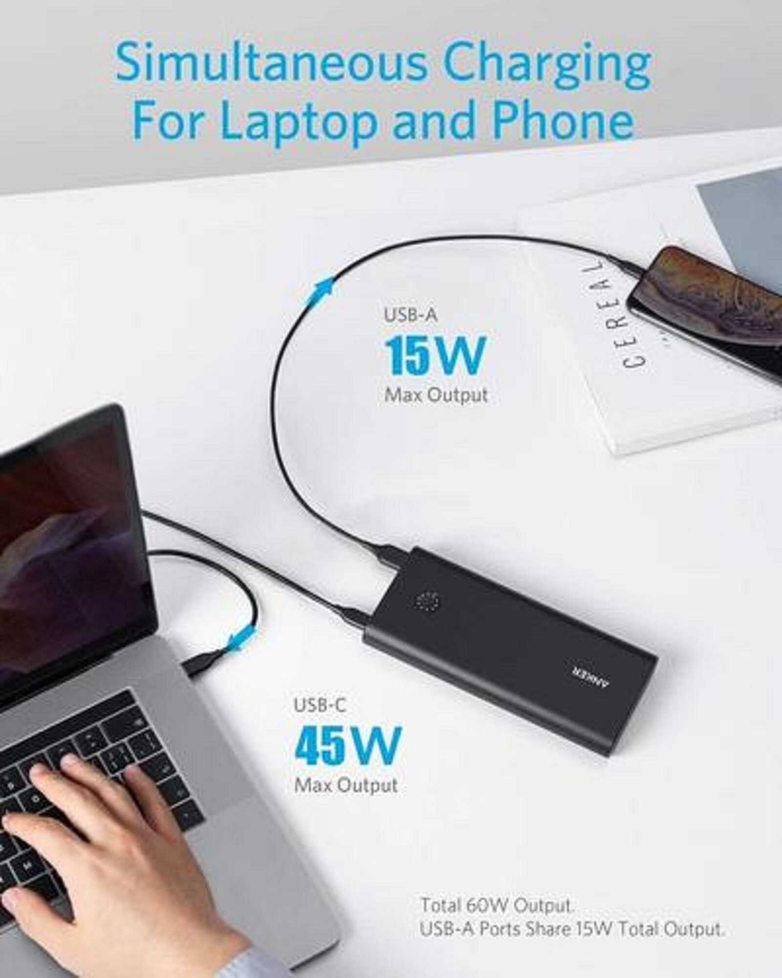 Anker PowerCore+ 26800 45W Power Bank with PowerPort Atom III 60W Adapter –  Anwar Al Bahrain Phones