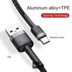 ⁦Baseus ( 1-2 Meter ) Cafule Cable For Type - C Black/Red⁩ - الصورة ⁦5⁩