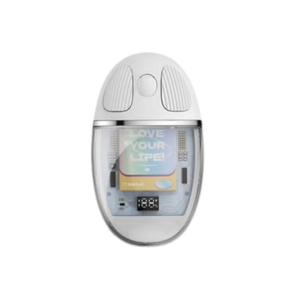 Coteci Magic Crystal Transparent Dual-Mode Wireless Mouse (Violet) – Silent & Smart Percussion<span> - </span>White