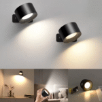 LED Wall Sconce Light – 3 Brightness Levels, 3 Color Modes, 360° Rotatable, Touch Control, 2000mAh Rechargeable Battery - black
