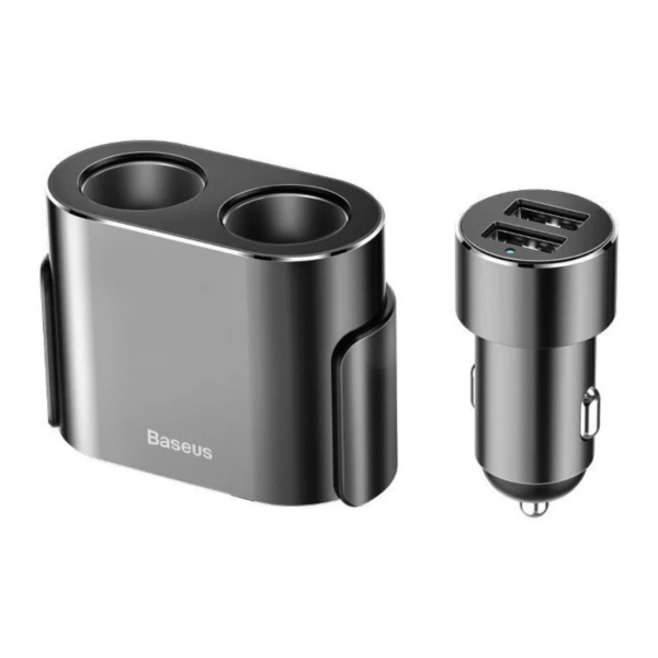 Baseus Car Charger Lighter Socket Splitter with Dual USB Ports 3.1A 95W – CRDYQ-0S<span> - </span>Black