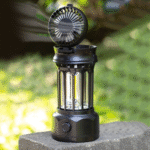 Sleek Design Camping Tent Lamp with Integrated Folding Fan – 2-in-1 Rechargeable Light & Cooling
