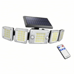Outdoor Solar Wall Light with 5 Rotating Heads – Infrared Sensor, Remote Control, Adjustable Brightness