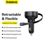 Baseus Enjoyment Pro Car Charger 55W with Retractable iPhone Cable - Image 6