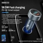 Remax - Salo Series 58.5W PD+QC Car Charger & Dual Port with Voltage Display - Image 5