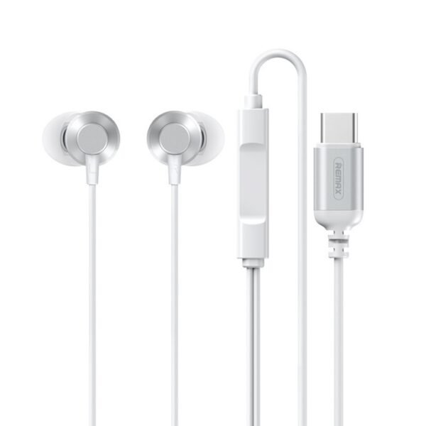 Remax Type-C Metal Earphones with Microphone – Silver