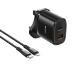 Yesido Compact Dual-Port 20W Fast Charger with USB-C & USB-A + 1m PD Cable