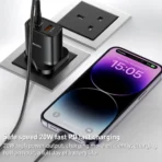 ⁦Yesido Compact Dual-Port 20W Fast Charger with USB-C & USB-A + 1m PD Cable⁩ - الصورة ⁦3⁩