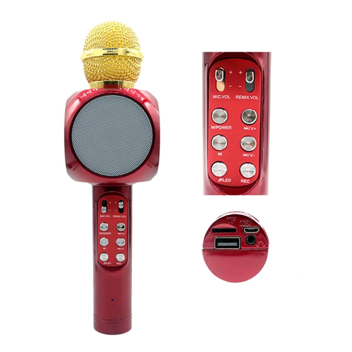 Handheld Wireless Bluetooth Microphone - Dual Speakers, LED Light & FM Radio - Image 4