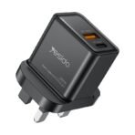 Yesido 30W GaN Fast Charging Wall Charger – Dual Port (USB-C + USB-A), UK Plug