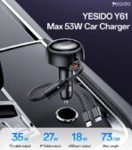 ⁦Yesido Y61 53W Fast Charging Car Charger⁩ - الصورة ⁦2⁩
