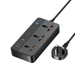 Remax Universal Adapter with 3 Outlets, 3 USB-A, & 1 PD 20W Type-C Port