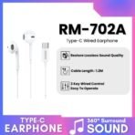 Remax RM-702 In-Ear Wired Earphones with Mic and Tangle-Free Cable - Image 2