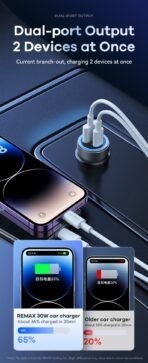 ⁦Remax Fast Charging Car Charger PD+QC 30W RCC335⁩ - الصورة ⁦8⁩