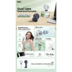 ⁦Remax Folding Handheld Fan With Digital Display (White) F35⁩ - الصورة ⁦3⁩