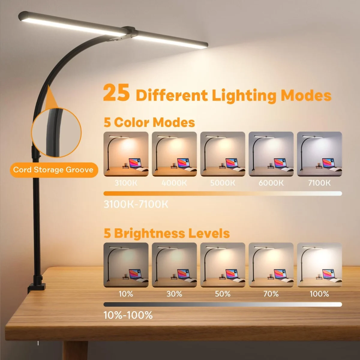 ⁦Double Head Foldable Desk Lamp⁩ - الصورة ⁦7⁩
