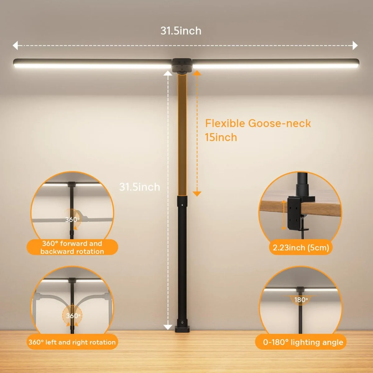 ⁦Double Head Foldable Desk Lamp⁩ - الصورة ⁦3⁩