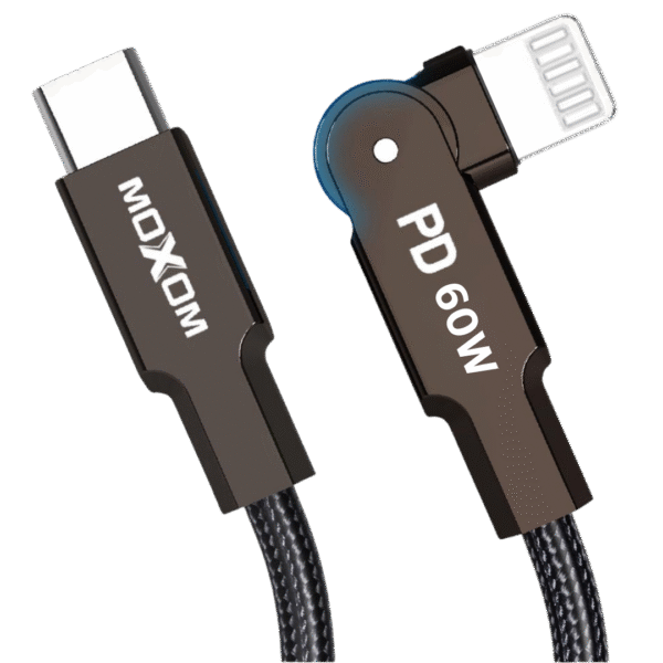 Moxom Type-C To Lightning PD 60W LED Fast Charging 180 Rotation Data Cable MX-CB211