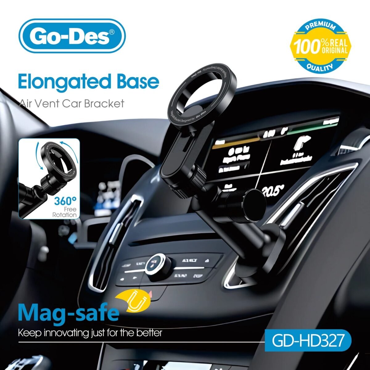 Go-Des Elongated Base Air Vent Bracket Mag-Safe GD-HD327 - Image 2