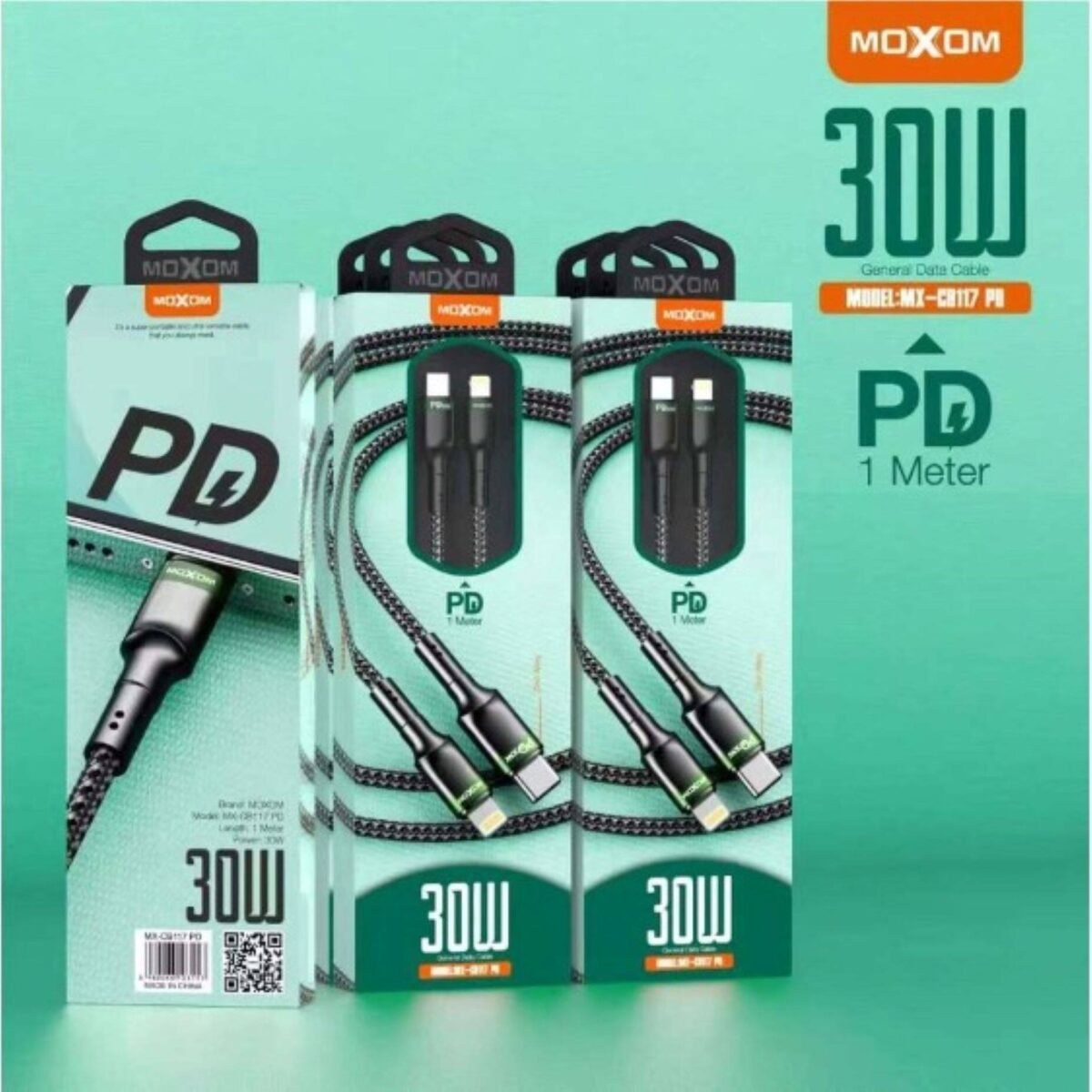 ⁦Moxom PD 1M Type-C to Lightning 30W MX-CB117 Fast Charging Cable⁩ - الصورة ⁦4⁩