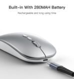 ⁦Yesido KB15 Slim 2.4G Rechargeable Wireless Mouse – Silver⁩ - الصورة ⁦5⁩