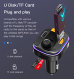 ⁦Yesido FM Transmitter PD 20W Y45 Wireless Car Adapter with USB-C and Bluetooth⁩ - الصورة ⁦5⁩