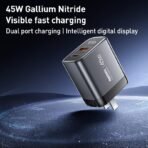 ⁦Remax Digital Display Gan Fast Charger 45W U2-AC45W⁩ - الصورة ⁦4⁩