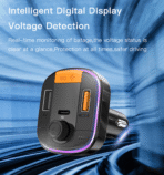 ⁦Yesido FM Transmitter PD 20W Y45 Wireless Car Adapter with USB-C and Bluetooth⁩ - الصورة ⁦3⁩