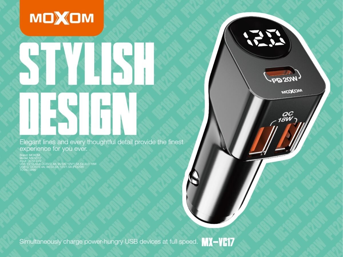Moxom MX-VC17 38W 3-Port USB Car Charger - Image 2