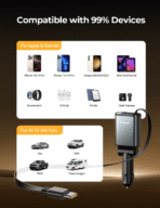 Joyroom 45W 3-in-1 Retractable Car Charger – Dark Grey – JR-CCL07 - Image 3