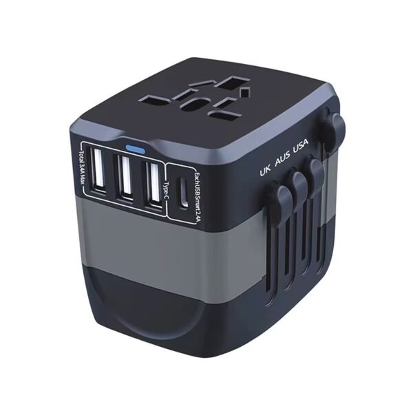 Kakusiga KSC-815 Travel Adapter with 3 USB Ports, Type-C, and Universal Socket