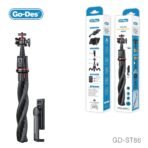 ⁦Go-Des GD-ST86 Selfie Stick Tripod – Black⁩ - الصورة ⁦2⁩