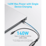 ANKER 2IN1 USB-C TO USB-C 1.2METER (BLACK) 140W - Image 3