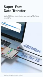 2PCS BUNDLE Baseus PD100W Fast Charging Type-C TO Type-C Cable 3.3FT - Image 5