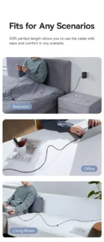 2PCS BUNDLE Baseus PD100W Fast Charging Type-C TO Type-C Cable 3.3FT - Image 7