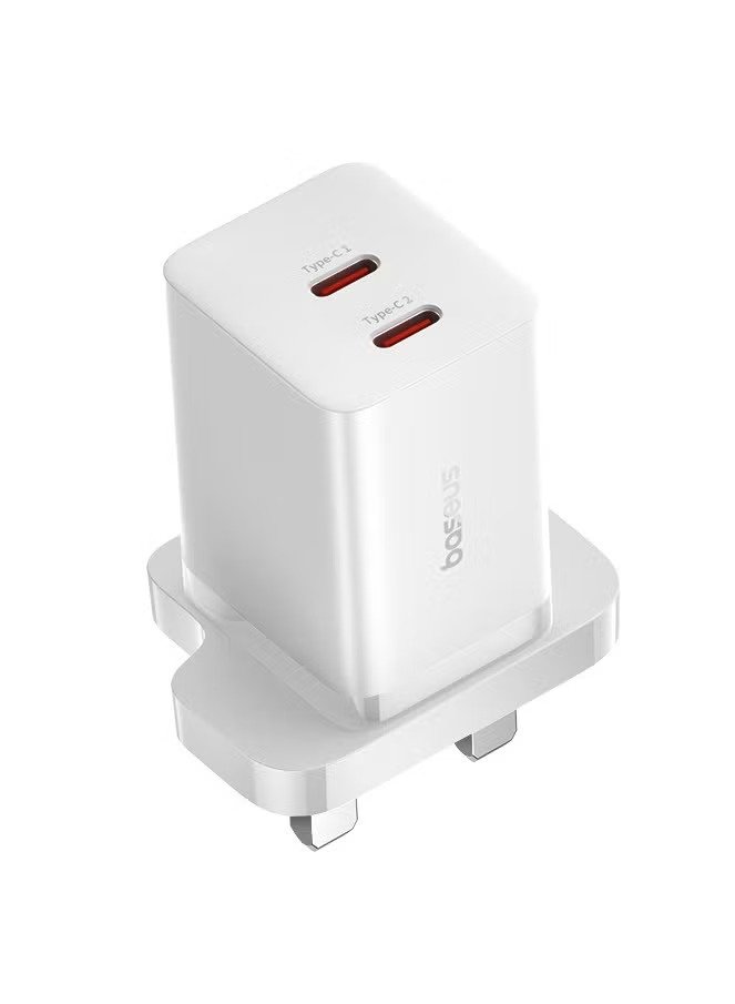 imgi_153_1631940c-22a5-45d9-a86d-aa6e0207db00 Baseus 40W Dual-Output Fast Charging Adapter USB-C TO USB-C Ports Moon White - الصورة 3