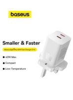 Baseus 40W Dual-Output Fast Charging Adapter USB-C TO USB-C Ports Moon White - الصورة 2