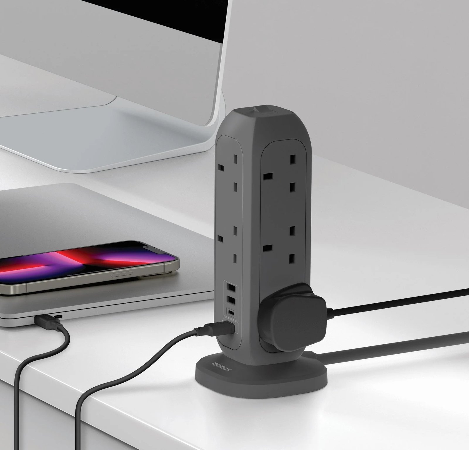 imgi_249_7f00490c02ca4fbc9c6b5ca47dce77a4 Momax One Plug US11UK 11-Outlet Power Strip with USB - الصورة 2