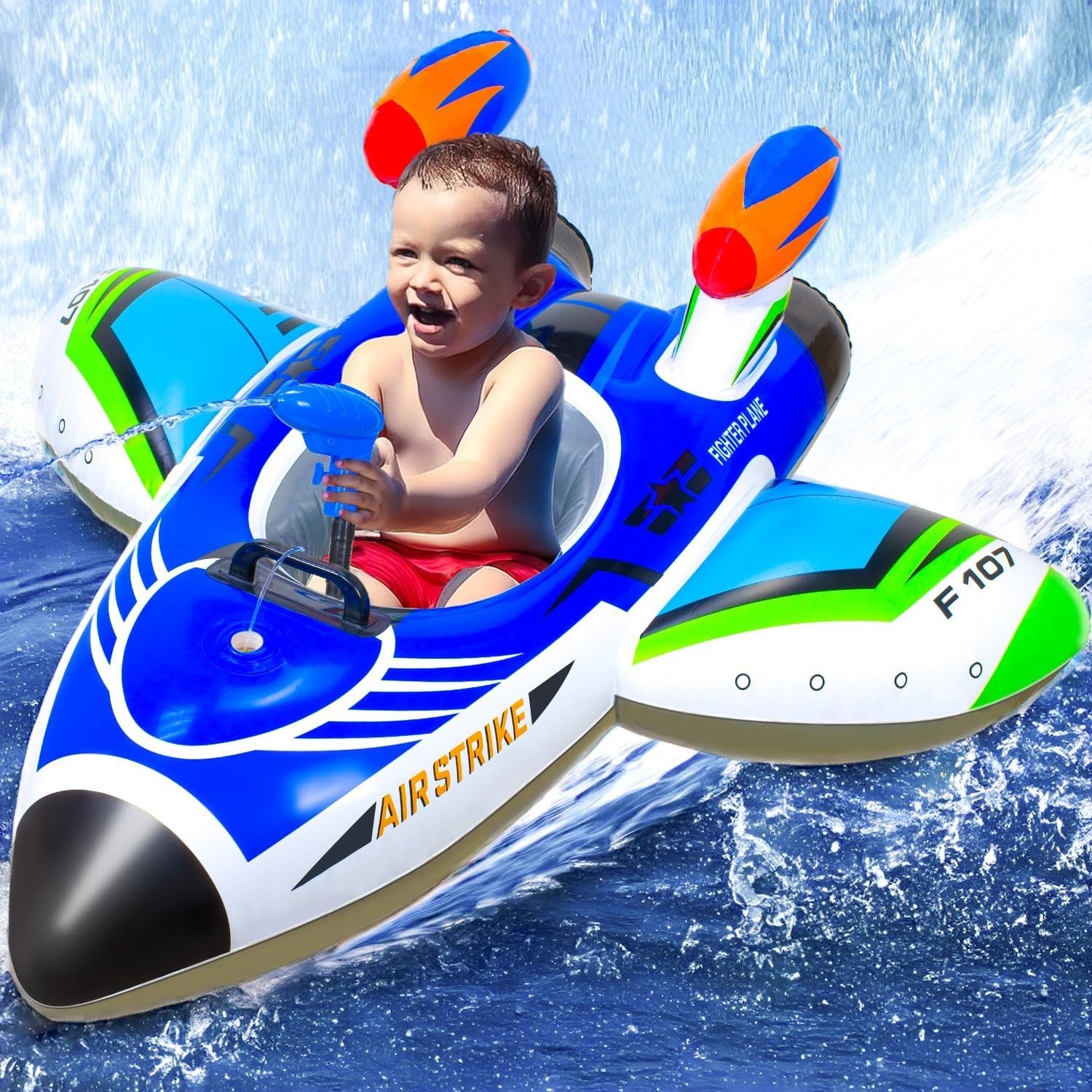 imgi_3_664f774703a18b13f27c665a-pool-float-kids-inflatable-airplane-boat Baby Inflatable Ring Swimming Float Aircraft Seat Circle - Image 1