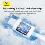 ⁦Baseus PD100W Fast Charging Type-C To Type-C Cable 1Meter⁩ - الصورة ⁦5⁩