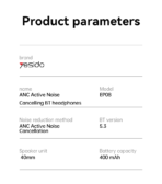 ⁦Yesido Wireless Headphone ANC Noise Cancelling EP008⁩ - الصورة ⁦10⁩