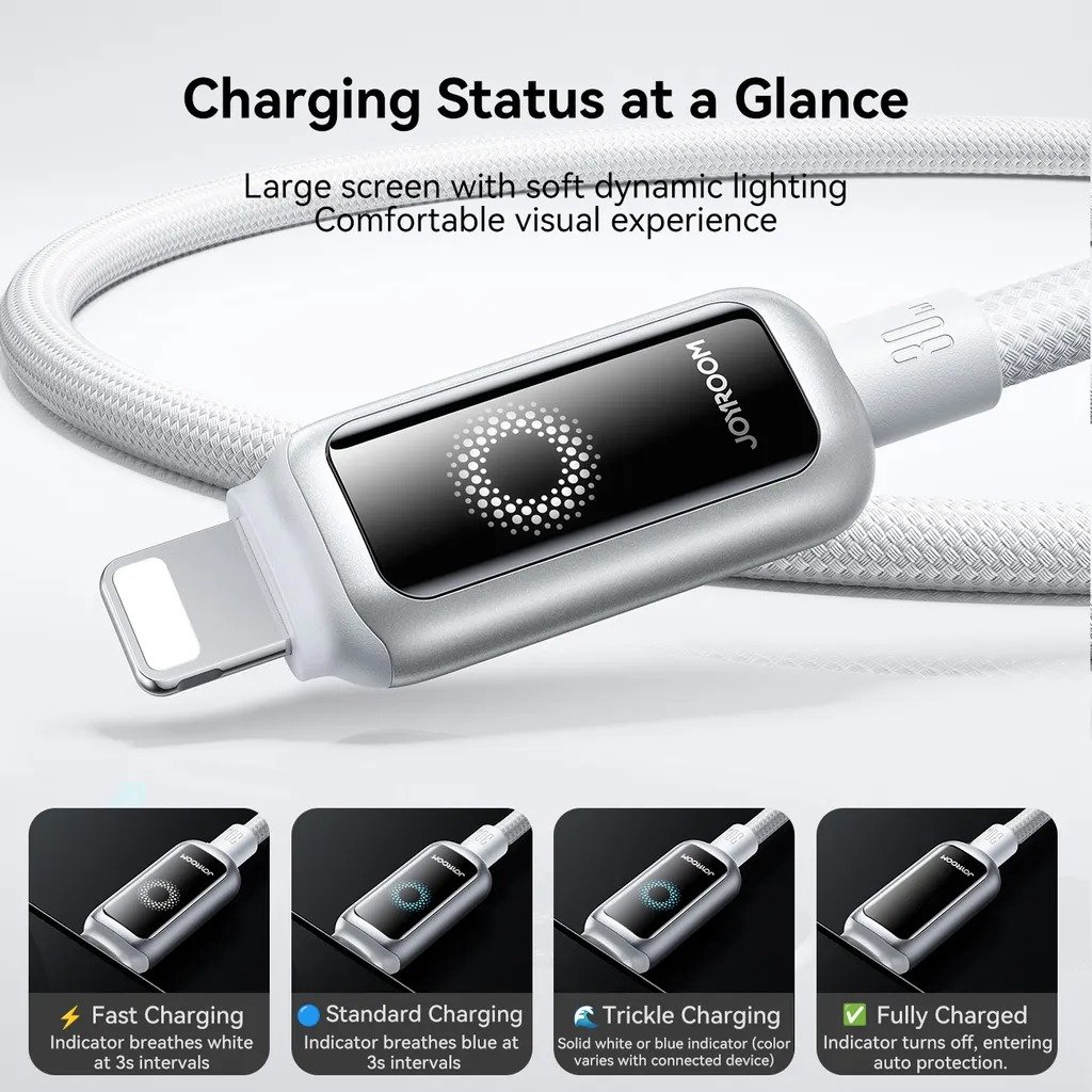 Joyroom 30W PD Auto Power-Off Fast Charging Data Cable Type-C To Lightning (White) S-A55 - Image 2