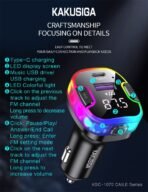 Kakusiga Car Wireless FM Transmitter RGB Light KSC-1070 - Image 2