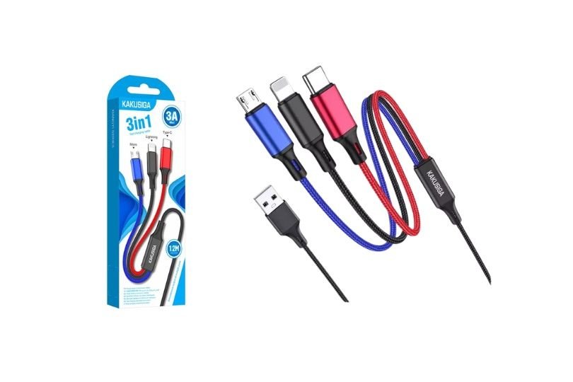 2a5e039a-32df-4e5d-b207-1819e7529026 KAKUSIGA 3IN1 Charging Cable 1.2Meter KSC-804 - Image 1