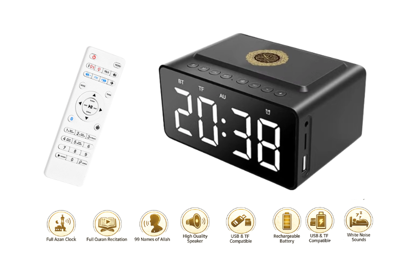 hhhkguhk Telaweh Quran Speaker With Azan Clock SQ-808 - الصورة 1