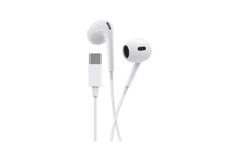 wedfwebvwrfv Kakusiga Wired Earphone Type-C With Microphone (White) KSC-697 - Image 1
