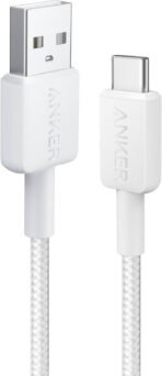 Anker 322 USB-A to USB-C Cable 3ft Nylon Braided White / Black - Image 2