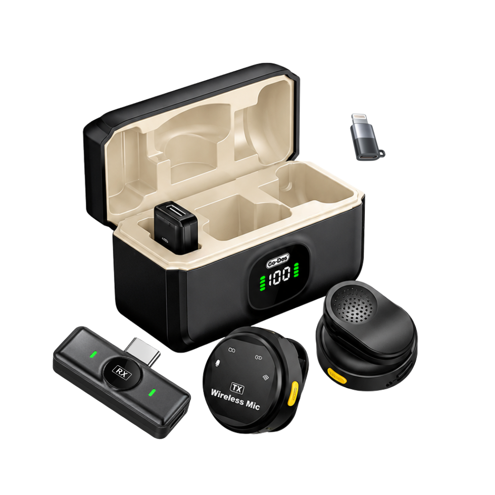 90 Go-Des 2IN1 Wireless Magnetic Button Microphone Type-C With Lightning OTG Adapter GD-WS305 (One Year Warranty) - الصورة 1